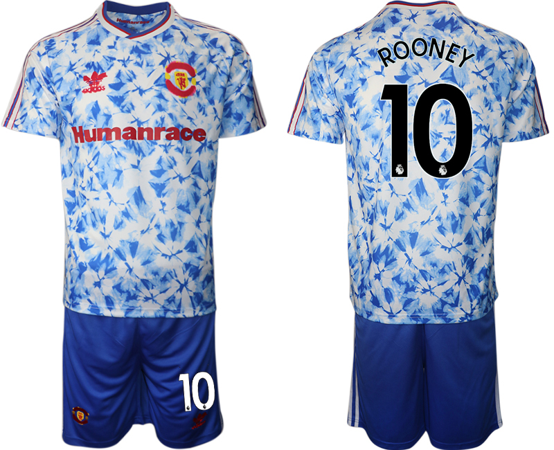 Men 2021 Manchester united adidas Human Race #10 blue soccer jerseys